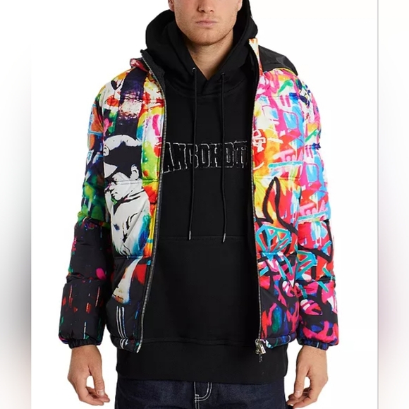 Tango Hotel × Brandalised Praying Boy Men's Winter Puffer Jacket Size Medium - Picture 2 of 5